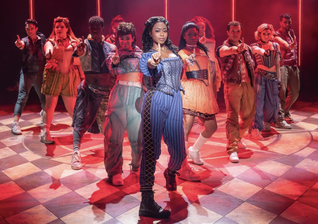 Rachel Webb in the center, in that blue costume I love! Photo by Matthew Murphy.